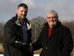 Salford City Manager Andy Heald with club president Dave Russell